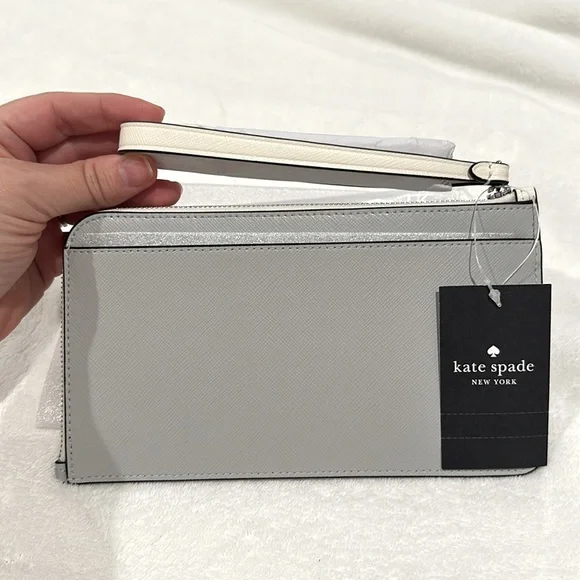 Kate Spade Lucy Medium L-Zip Wristlet, Platinum - Picture 9 of 10